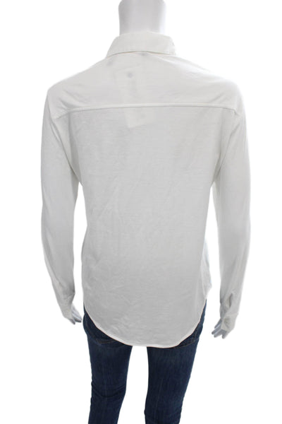 Theory Womens White Cotton Collared Long Sleeve Button Up Shirt Size S