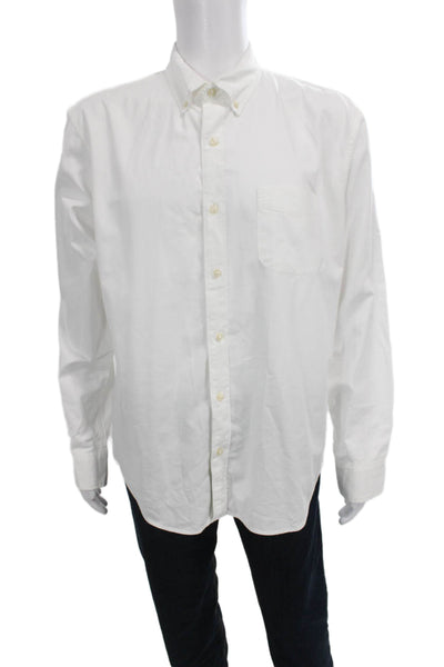 J Crew Mens Buttoned Collared Long Sleeve Top White Size XL