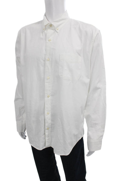 J Crew Mens Buttoned Collared Long Sleeve Top White Size XL