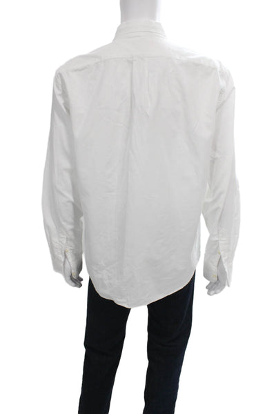 J Crew Mens Buttoned Collared Long Sleeve Top White Size XL