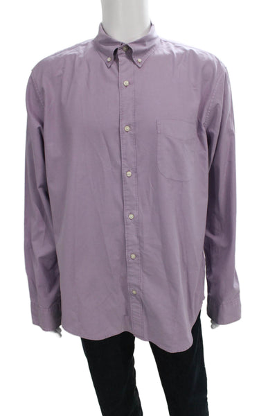 J Crew Mens Cotton Long Sleeve Collared Buttoned-Down Purple Size XL