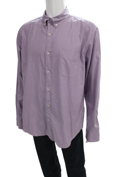 J Crew Mens Cotton Long Sleeve Collared Buttoned-Down Purple Size XL