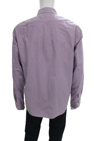 J Crew Mens Cotton Long Sleeve Collared Buttoned-Down Purple Size XL