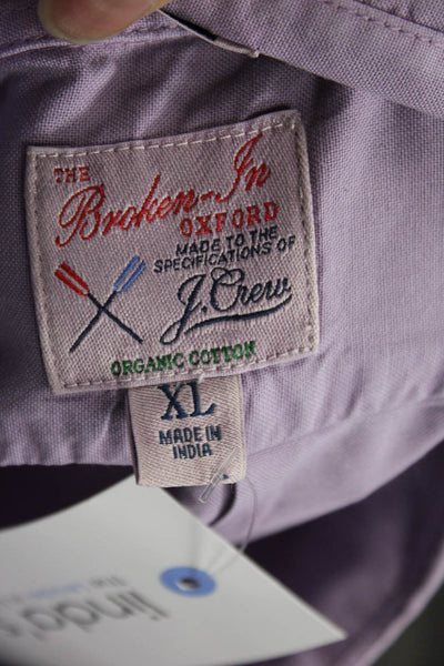 J Crew Mens Cotton Long Sleeve Collared Buttoned-Down Purple Size XL