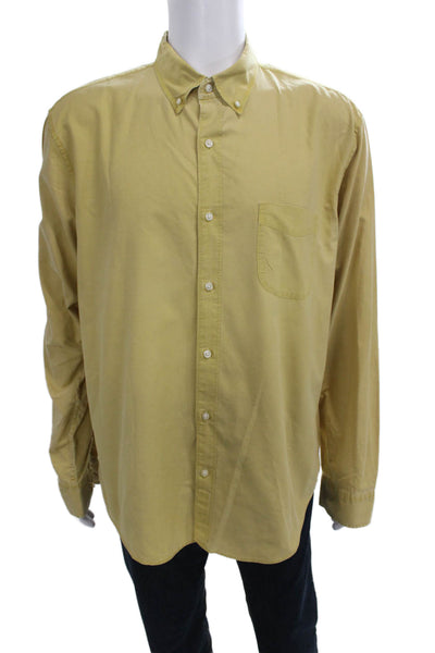 J Crew Mens Long Sleeve Collared Buttoned-Down Top Yellow Size XL