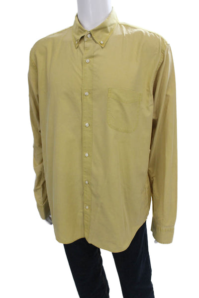 J Crew Mens Long Sleeve Collared Buttoned-Down Top Yellow Size XL
