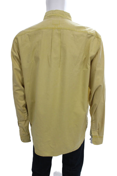 J Crew Mens Long Sleeve Collared Buttoned-Down Top Yellow Size XL
