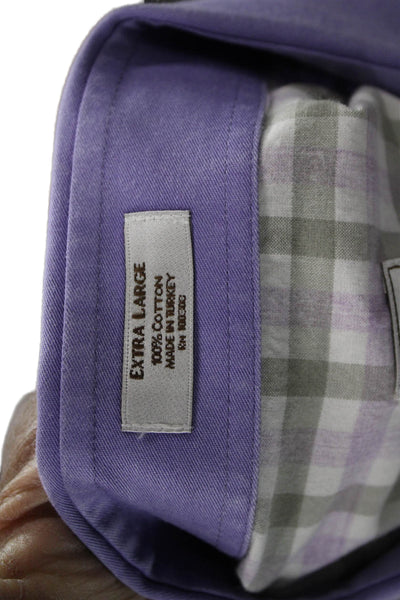 Peter Millar Mens Cotton Collared Long Sleeve Buttoned-Down Purple Size XL