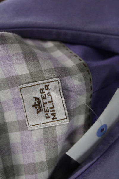 Peter Millar Mens Cotton Collared Long Sleeve Buttoned-Down Purple Size XL