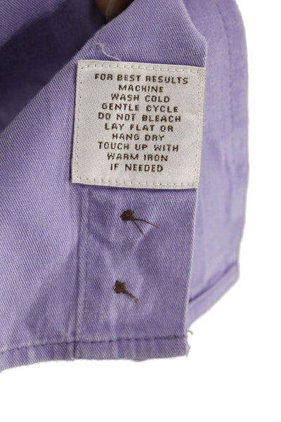 Peter Millar Mens Cotton Collared Long Sleeve Buttoned-Down Purple Size XL