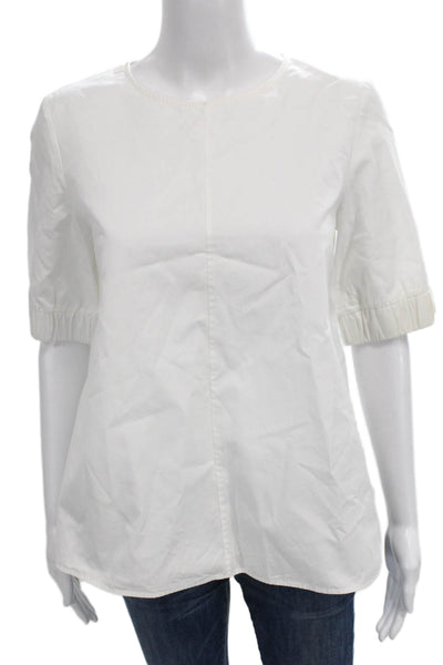 COS Womens Basic White Cotton Short Sleeve Blouse Crew Neck Size 4