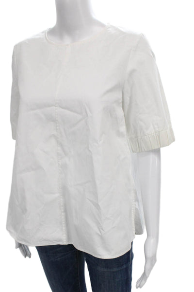 COS Womens Basic White Cotton Short Sleeve Blouse Crew Neck Size 4