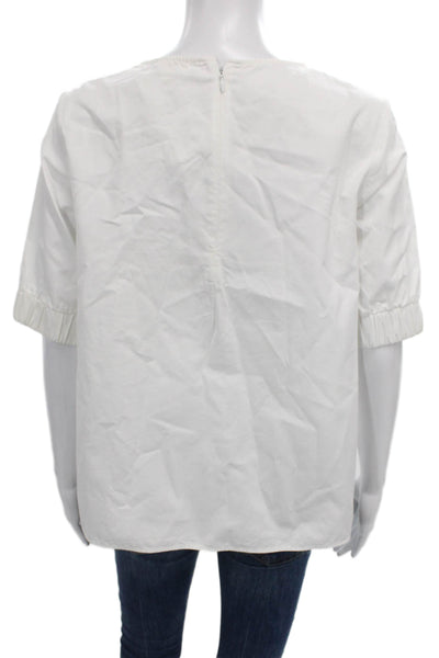 COS Womens Basic White Cotton Short Sleeve Blouse Crew Neck Size 4