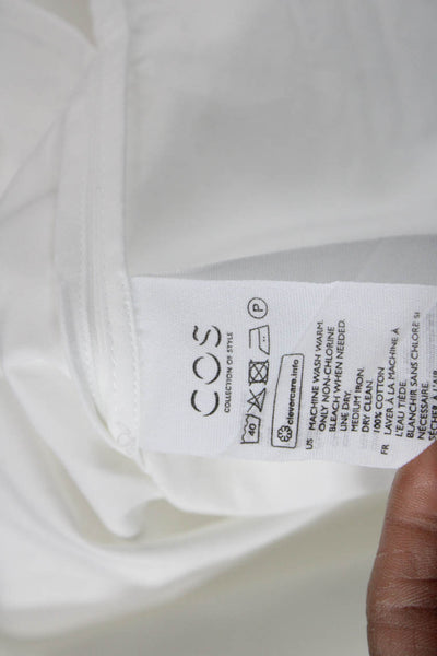 COS Womens Basic White Cotton Short Sleeve Blouse Crew Neck Size 4