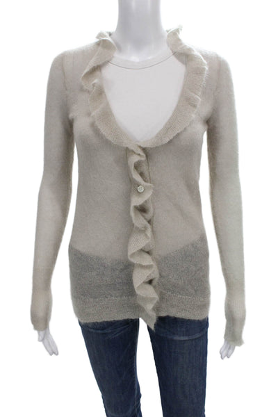 J Crew Womens Cardigan V-Neck Mohair Long Sleeve Beige Size XS
