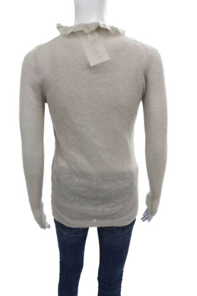 J Crew Womens Cardigan V-Neck Mohair Long Sleeve Beige Size XS