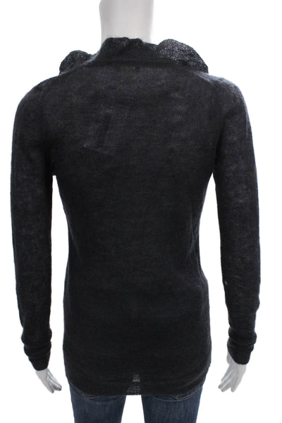 J Crew Women Cardigan Gray Mohair V-Neck Long Sleeve Size XS