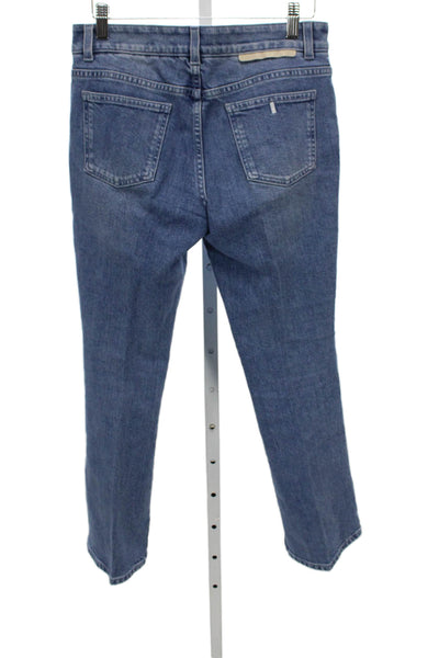 Stella McCartney Women Straight Jeans Blue Cotton Mid Rise Button Size 26