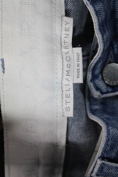 Stella McCartney Women Straight Jeans Blue Cotton Mid Rise Button Size 26