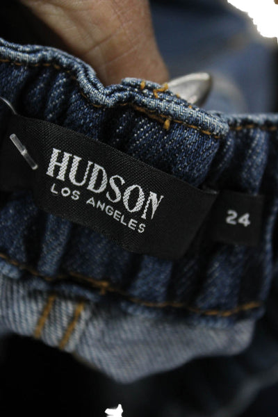Hudson Women Blue Tapered Jeans Cotton Blend Mid Rise Size 24