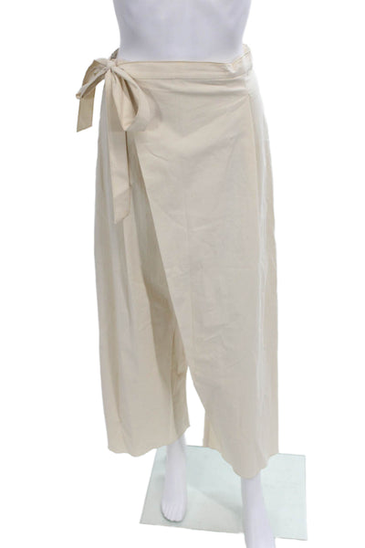 Zara Womens Beige Cropped Tie Waist Pants Size XS