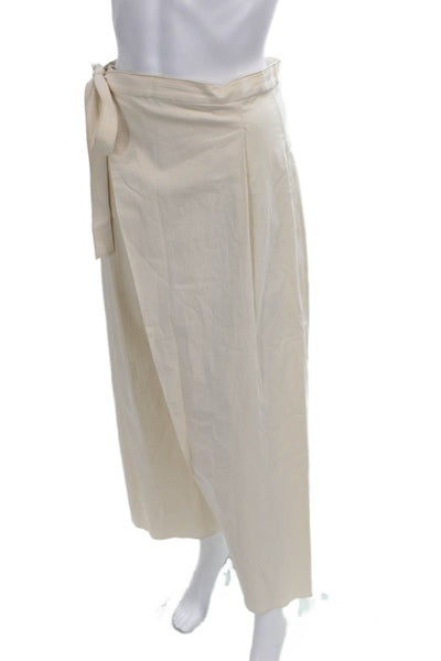 Zara Womens Beige Cropped Tie Waist Pants Size XS