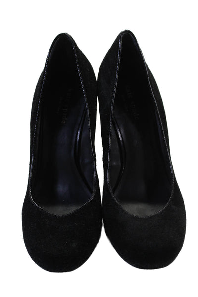 Kate Spade New York Womens Wedge Heel Round Toe Suede Pumps Black Size 7.5