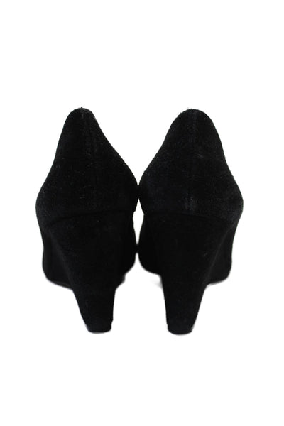 Kate Spade New York Womens Wedge Heel Round Toe Suede Pumps Black Size 7.5