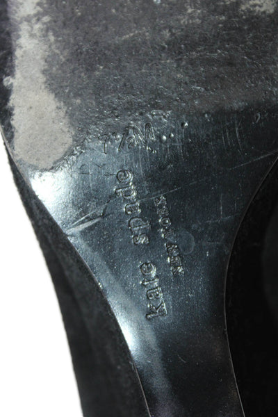 Kate Spade New York Womens Wedge Heel Round Toe Suede Pumps Black Size 7.5