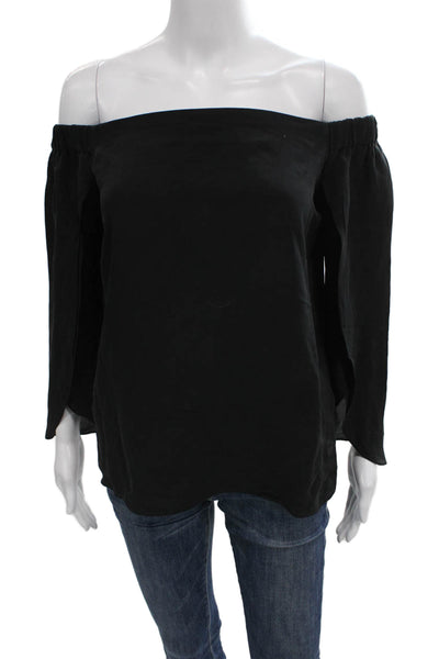 Bailey 44 Women Silk Off the Shoulder 3/4 Sleeve Basic Blouse Black Size S