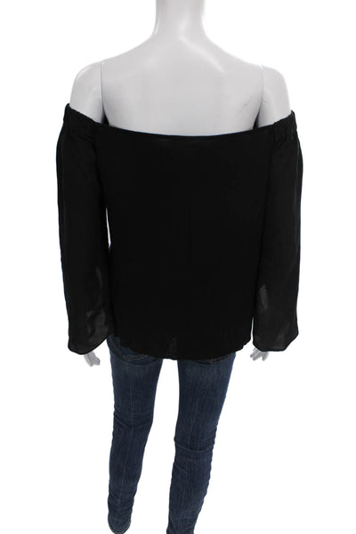 Bailey 44 Women Silk Off the Shoulder 3/4 Sleeve Basic Blouse Black Size S