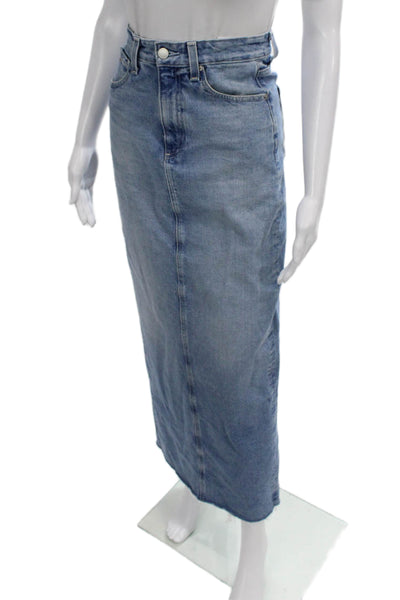 AG Womens Blue Maxi Skirt Button Long Cotton Elastane Size 23