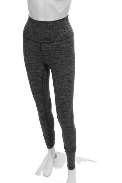 Lululemon Womens Ankle Leggings Gray Flecked Nylon Pull On Size 4
