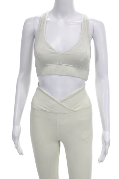 Year Of Ours Women Sleeveless V-Neck Striped Nylon Blend Pants Ivory Size S