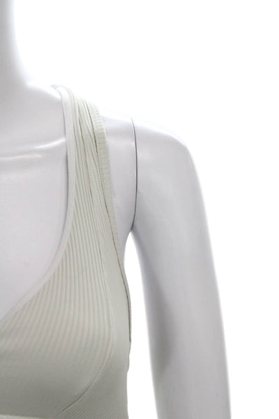 Year Of Ours Women Sleeveless V-Neck Striped Nylon Blend Pants Ivory Size S