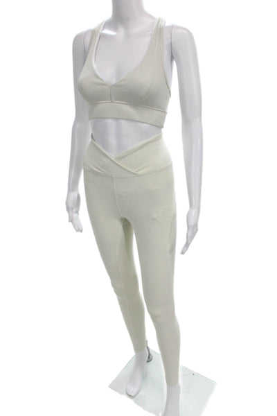 Year Of Ours Women Sleeveless V-Neck Striped Nylon Blend Pants Ivory Size S