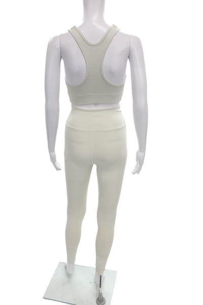 Year Of Ours Women Sleeveless V-Neck Striped Nylon Blend Pants Ivory Size S