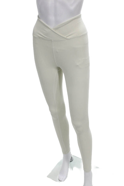 Year Of Ours Women Sleeveless V-Neck Striped Nylon Blend Pants Ivory Size S