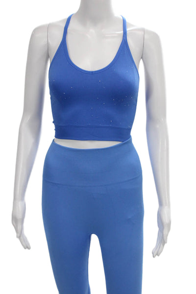 Spiritual Gangster Women Blue Striped Nylon Leggings Size XS