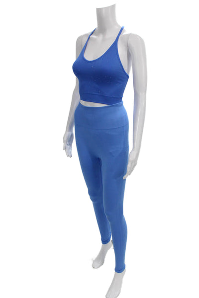 Spiritual Gangster Women Blue Striped Nylon Leggings Size XS
