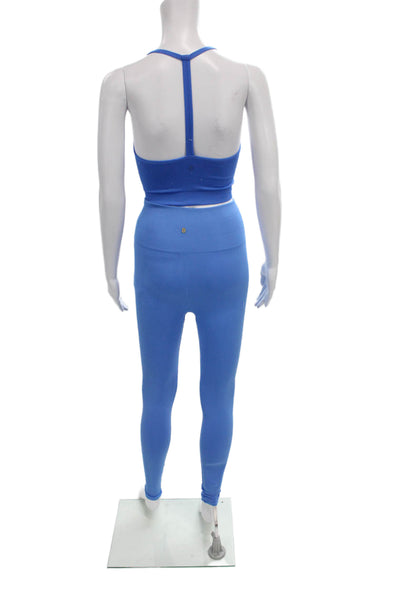 Spiritual Gangster Women Blue Striped Nylon Leggings Size XS