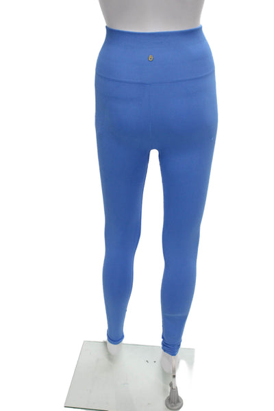 Spiritual Gangster Women Blue Striped Nylon Leggings Size XS