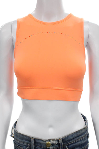 Lululemon Womens Sports Bra Orange Nylon Pullover Round Neck Size 2