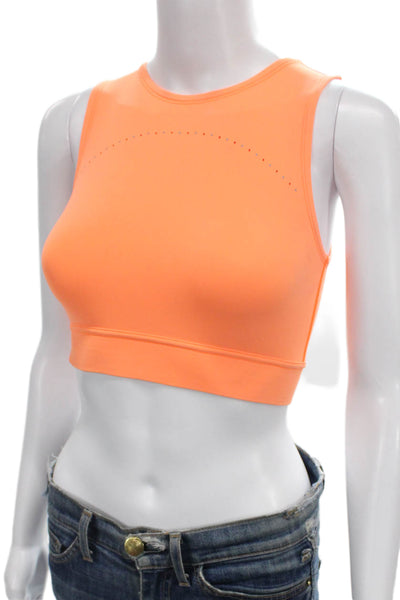 Lululemon Womens Sports Bra Orange Nylon Pullover Round Neck Size 2
