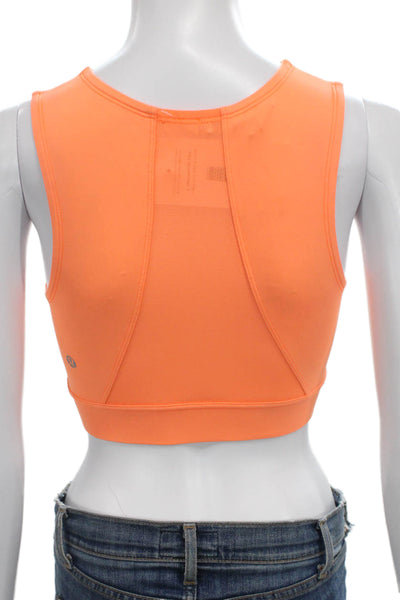 Lululemon Womens Sports Bra Orange Nylon Pullover Round Neck Size 2