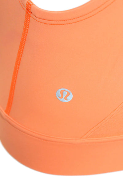 Lululemon Womens Sports Bra Orange Nylon Pullover Round Neck Size 2