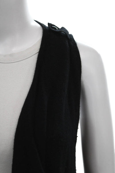 Linda Richards Womens Cardigan Vest Black Knit Sleeveless Open Neck Size S