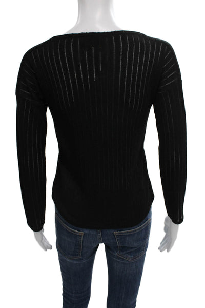 Gotha Womens Black V Neck Striped Viscose Long Sleeve Basic Blouse Size S