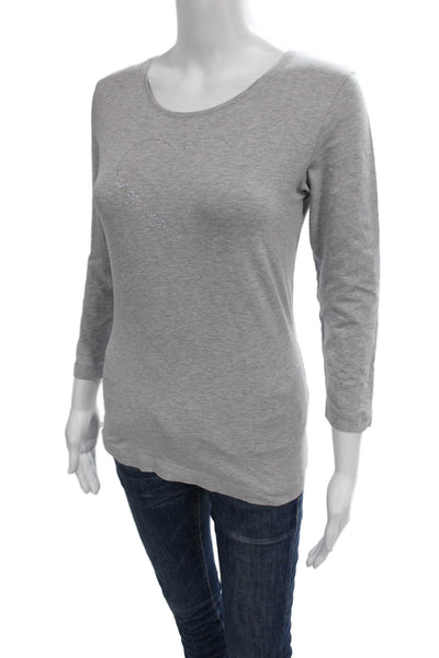 Escada Sport Women Basic T-Shirt Gray Long Sleeve Round Neck Size S