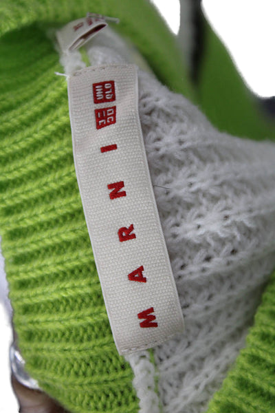 Marni Womens Green Striped V-Neck Acrylic Sleeveless Vest Size XS
